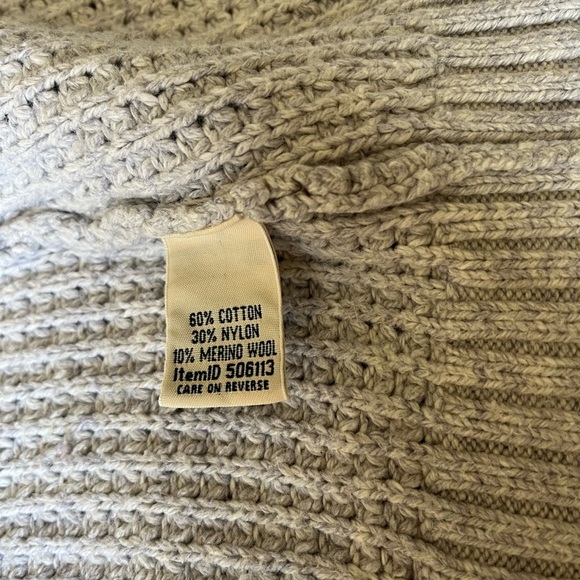 90s L.L. Bean Womens Large Waffle Knit Hooded Open Cardigan size Pet Small Gray - Picture 9 of 10